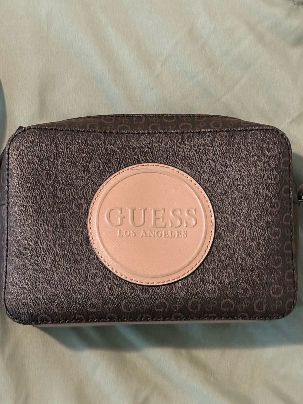 Women’s Brown Logo Crossbody Bag with beige Patch